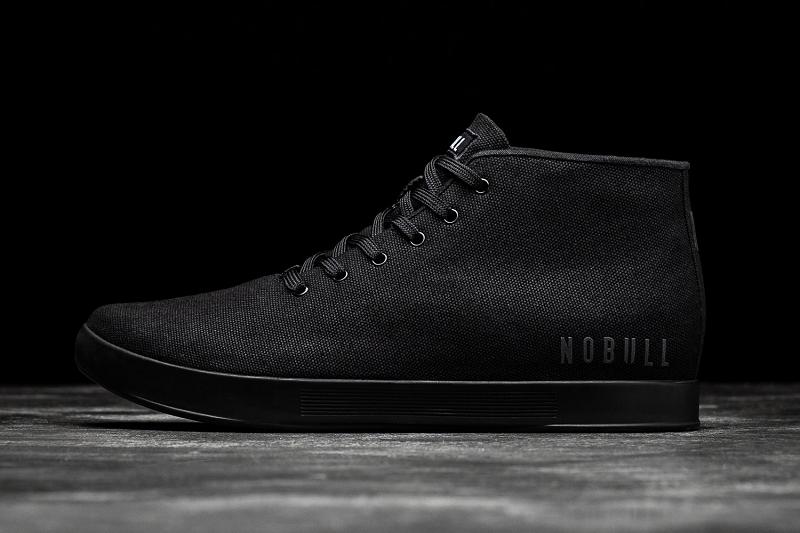 Black Nobull Canvas Mid Men's Trainers | CA Y1474X